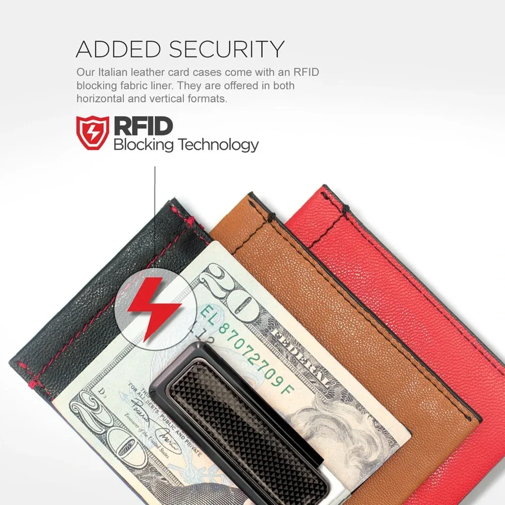 M-CLIP Leather RFID Case Vertical in Red